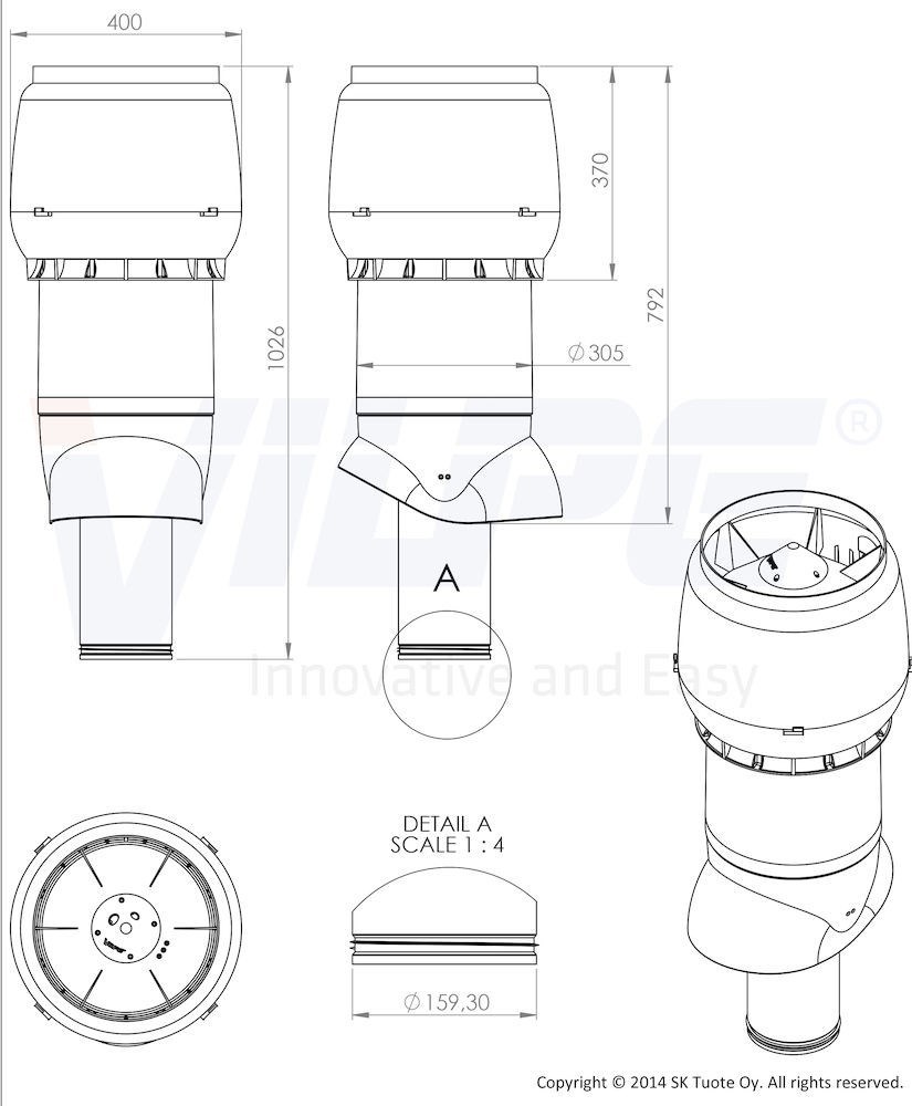 VILPE 160P/IS/700 XL вентиляционный выход - 23 580 руб.